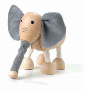 New W/Tag Anamalz Elephant Wooden Toy with Bendable Legs Creative Play 
