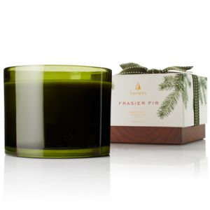 Frasier Fir 3-wick candle with Ceramic & Gold Rim Crock