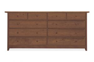 Walnut 10 Drawer Dresser in Prairie Style