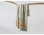 Local Wool Throw Blanket - Light Gray w/ Turmeric Stripe