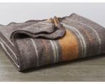 Local Wool Throw Blanket - Cocoa w/ Persimmon Stripe