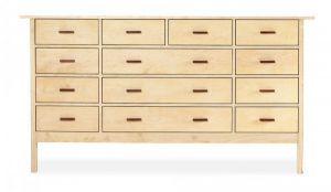 Maple 13 Drawer Dresser with Walnut Rectangular pulls