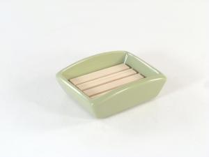 Ceramic with Hinoki Wood Soap Dish