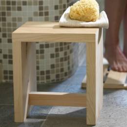 Hinoki Wood Sauna Stool High - 13.75x9.75x15.75