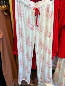 Organic Bamboo Pants - White with Crimson Toile