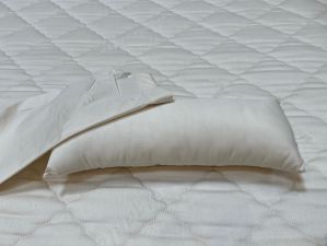 PureGrow Wool filled Organic Cotton Neck pillow  - neck roll bolster pillow - cervical curve pillow - knee wedge pillow