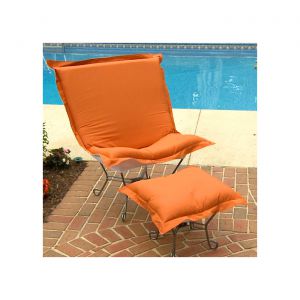 Outdoor Patio Scroll Puff Chair Ottoman with Sunbrella Fabric