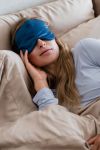 Charmeuse Silk Eye Mask with Travel Pouch - Blue Sapphire