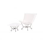 Seascape Natural White Patio Puff Chair and Ottoman