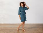 Solstice Organic Short Kimono Robe - Aegean