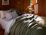 Cascade Matelasse Organic Cotton Blanket and Shams - Moss