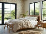 Cloud Brushed Organic Flannel - Camel Heather Duvet and White Sheets