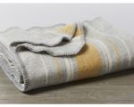 Local Wool Throw Blanket - Light Gray w/ Turmeric Stripe