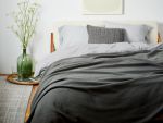 Organic Honeycomb Blanket on bed - Shadow 